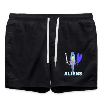 J’aime les extraterrestres - Short de bain - noir - Devant - AI Model Male 185 light (185cm)