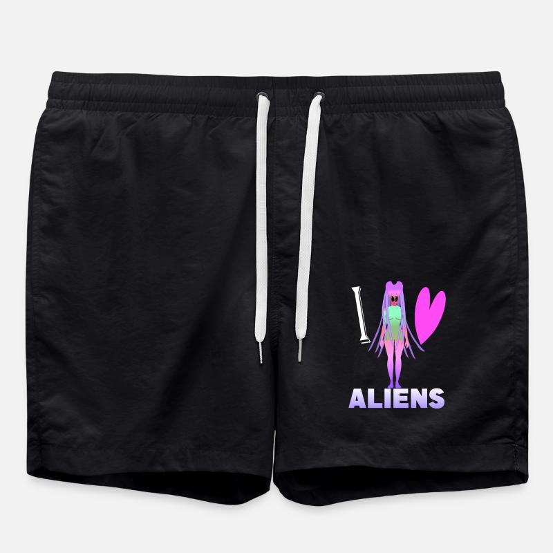 I love aliens - Swim Trunks - black
