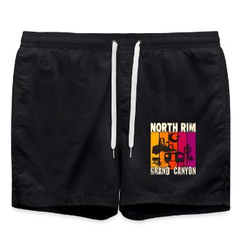 North Rim Grand Canyon Camping - Badeshorts - Schwarz - Vorne - AI Model Male 185 light (185cm)