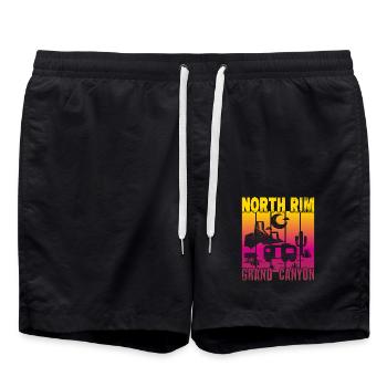 North Rim Grand Canyon Camping - Badeshorts - Schwarz - Vorne - AI Model Male 185 light (185cm)