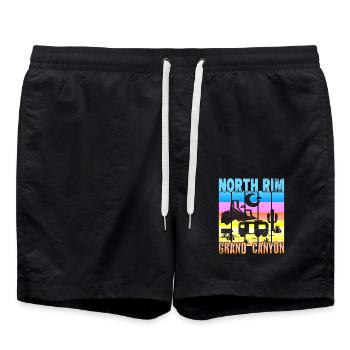 North Rim Grand Canyon Camping - Badeshorts - Schwarz - Vorne - AI Model Male 185 light (185cm)