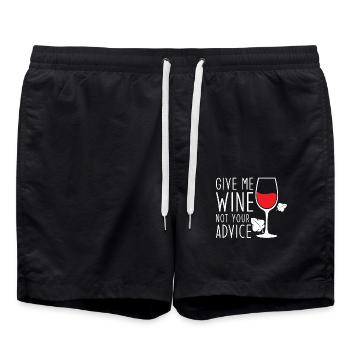 Donnez-moi du vin, pas vos conseils, du vin drôle - Short de bain - noir - Devant - AI Model Male 185 light (185cm)