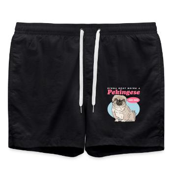 Pekingese Mom Pekinese Hundebesitzerin Geschenk - Badeshorts - Schwarz - Vorne - AI Model Male 185 light (185cm)