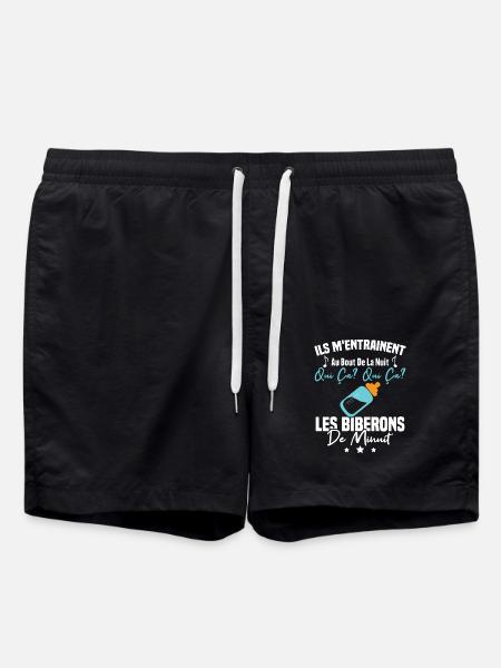 Qui ça qui ça Les biberons de minuit Humour Cadeau - Short de bain - noir