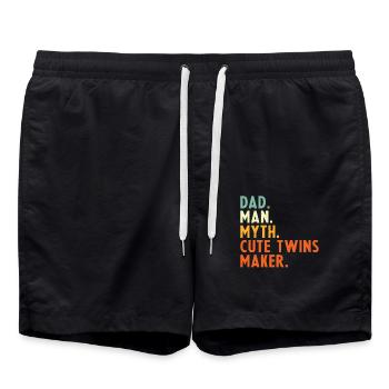 Zwillingsvater Spruch Papa Mann Mythos Niedliche - Badeshorts - Schwarz - Vorne - AI Model Male 185 light (185cm)