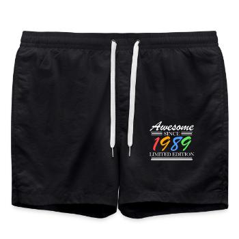 1989 - Born 1989 - Fantastic since 1989 - Swim Trunks - black - Front - AI Model Male 185 light (185cm)
