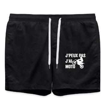 Je Peux Pas J'ai Moto Humour Cadeau Anniversaire - Short de bain - noir - Devant - AI Model Male 185 light (185cm)