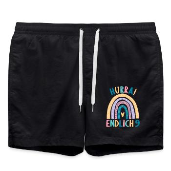 9 Jahre alt Rainbow Regenbogen 9. Geburtstag - Badeshorts - Schwarz - Vorne - AI Model Male 185 light (185cm)
