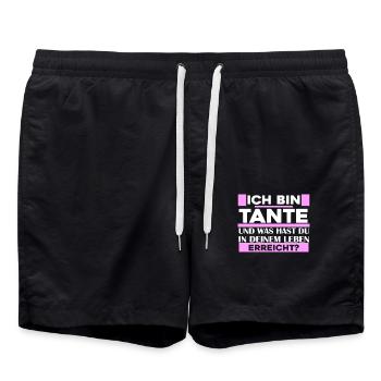 Ich bin Tante - Badeshorts - Schwarz - Vorne - AI Model Male 185 light (185cm)