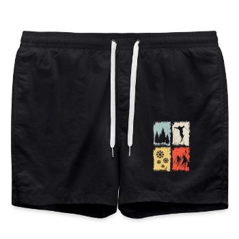 Skiers Skiing Winter Sports - Swim Trunks - black - Front - AI Model Male 185 light (185cm)