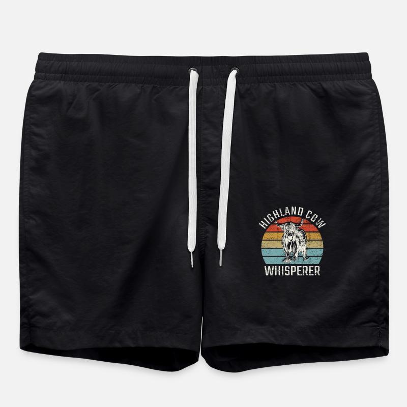 Highland Cow Whisperer - Swim Trunks - black