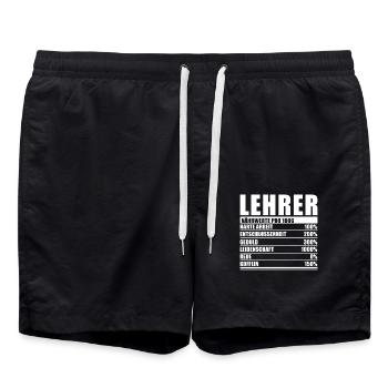 Lehrer Spruch Lustiger Lehrer Nährwert - Badeshorts - Schwarz - Vorne - AI Model Male 185 light (185cm)