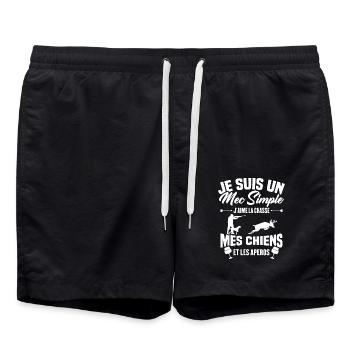 Un mec simple J'aime la chasse et les apéros - Short de bain - noir - Devant - AI Model Male 185 light (185cm)