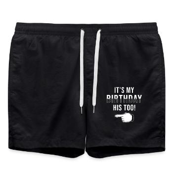Anniversaire jumeau c’est mon anniversaire aussi - Short de bain - noir - Devant - AI Model Male 185 light (185cm)