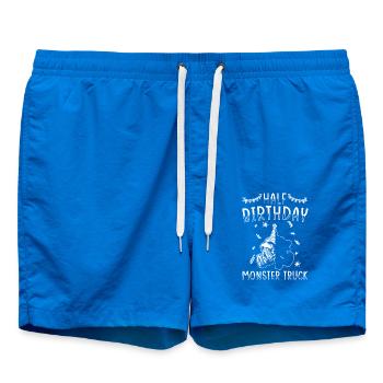 Half Year 6 Months Birthday Monster Truck - Swim Trunks - cobalt blue - Front