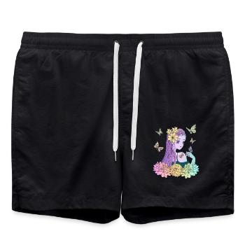 Manga girl avec des papillons - Short de bain - noir - Devant - AI Model Male 185 light (185cm)