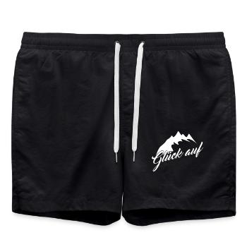 Erzgebirge Wandern Glück auf - Badeshorts - Schwarz - Vorne - AI Model Male 185 light (185cm)