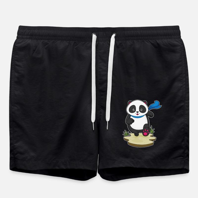 Panda en joggeur avec foulard - Short de bain - noir