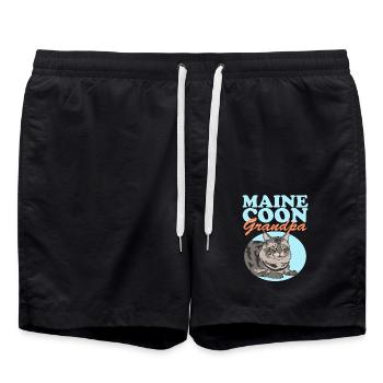Maine Coon Grandpa Katze Katzenbesitzer Geschenk - Badeshorts - Schwarz - Vorne - AI Model Male 185 light (185cm)