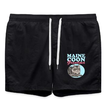 Maine Coon Grandma Katze Katzenbesitzer Geschenk - Badeshorts - Schwarz - Vorne - AI Model Male 185 light (185cm)