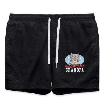Maine Coon Grandpa Katzen Katzenbesitzer Geschenk - Badeshorts - Schwarz - Vorne - AI Model Male 185 light (185cm)