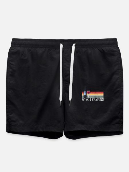 Camping Drinking Wine - Swim Trunks - black