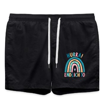 10 Jahre alt Rainbow Regenbogen 10. Geburtstag - Badeshorts - Schwarz - Vorne - AI Model Male 185 light (185cm)