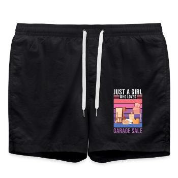 Slogan de vente de garage - Short de bain - noir - Devant - AI Model Male 185 light (185cm)
