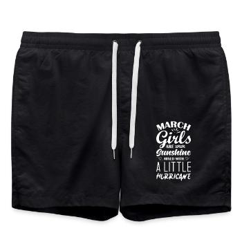 March Birthday Saying Girls Women - Swim Trunks - black - Front - AI Model Male 185 light (185cm)