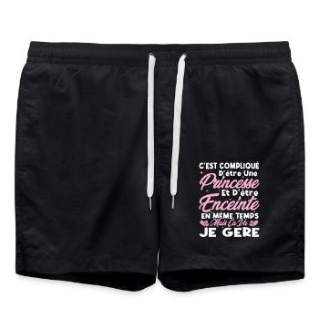 C'est compliqué d'être une princesse et enceinte - Short de bain - noir - Devant - AI Model Male 185 light (185cm)