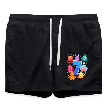 7. Geburtstag | Monster Geburtstag | Monster - Badeshorts - Schwarz - Vorne - AI Model Male 185 light (185cm)