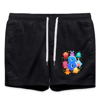 8. Geburtstag | Monster Geburtstag | Monster - Badeshorts - Schwarz - Vorne - AI Model Male 185 light (185cm)