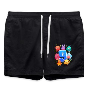 9. Geburtstag | Monster Geburtstag | Monster - Badeshorts - Schwarz - Vorne - AI Model Male 185 light (185cm)
