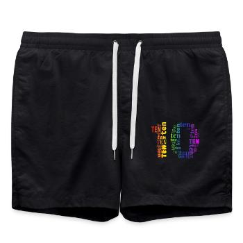 Zehn 10. Geburtstag | Coldorful Wörter Thema - Badeshorts - Schwarz - Vorne - AI Model Male 185 light (185cm)