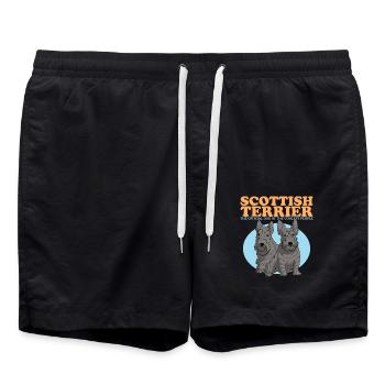 chiens terriers écossais | Cadeau de propriétaire de chien - Short de bain - noir - Devant - AI Model Male 185 light (185cm)
