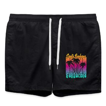 Vintage Santa Barbara Sonnenuntergang - Badeshorts - Schwarz - Vorne - AI Model Male 185 light (185cm)