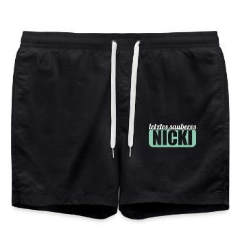 DDR Osten Ossi Letztes sauberes Nicki - Badeshorts - Schwarz - Vorne - AI Model Male 185 light (185cm)