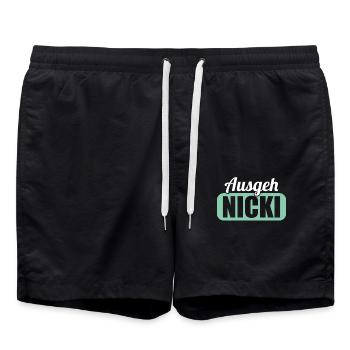 DDR Ostdeutschland Osten Ossi Ausgeh Nicki - Badeshorts - Schwarz - Vorne - AI Model Male 185 light (185cm)