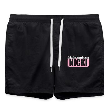 DDR Osten Ossi Letztes sauberes Nicki - Badeshorts - Schwarz - Vorne - AI Model Male 185 light (185cm)