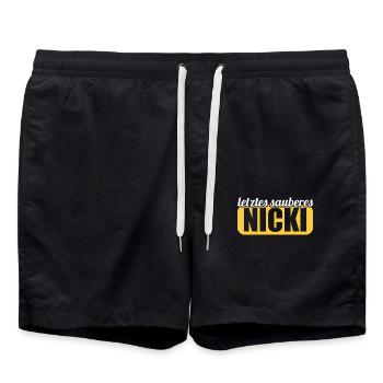 DDR Osten Ossi Letztes sauberes Nicki - Badeshorts - Schwarz - Vorne - AI Model Male 185 light (185cm)