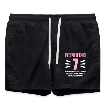 Endlich 7 Mama sagt hab nur 2 Fehler 7. Geburtstag - Badeshorts - Schwarz - Vorne - AI Model Male 185 light (185cm)