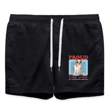 Chihuahua Dad | Hundebesitzer Hunde Geschenk - Badeshorts - Schwarz - Vorne - AI Model Male 185 light (185cm)