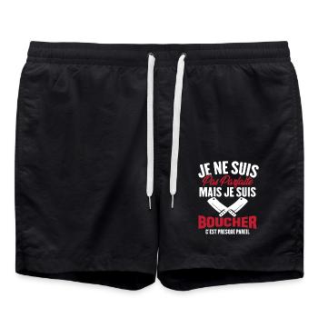 Je Ne Suis Pas Parfaite Mais Je Suis Boucher - Short de bain - noir - Devant - AI Model Male 185 light (185cm)