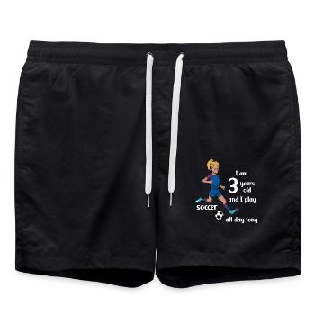 Girl shoots football - I'm 3 years old - Swim Trunks - black - Front - AI Model Male 185 light (185cm)
