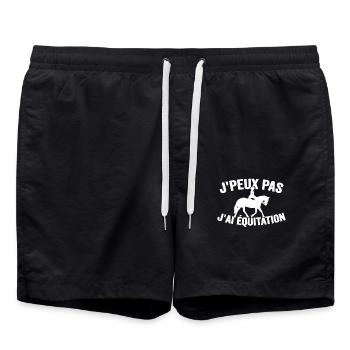 Je Peux Pas J'ai Équitation Cheval Poney Jument - Short de bain - noir - Devant - AI Model Male 185 light (185cm)
