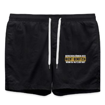 Menschen können nicht benutzen wenn nutzlos bist. - Badeshorts - Schwarz - Vorne - AI Model Male 185 light (185cm)