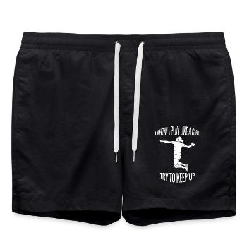 Handballeuse Handballeuse Joueuse de handball Femmes - Short de bain - noir - Devant - AI Model Male 185 light (185cm)