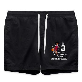 Girl plays basketball - I'm 3 - Swim Trunks - black - Front - AI Model Male 185 light (185cm)