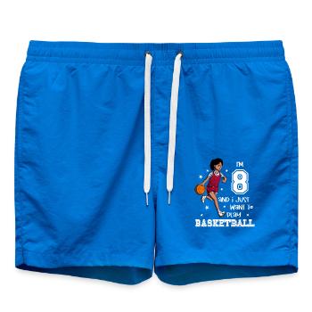 Une fille joue au basket-ball - J’ai 8 ans - Short de bain - cobalt blue - Devant