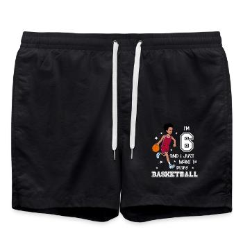 Un garçon joue au basket-ball - J’ai 6 ans - Short de bain - noir - Devant - AI Model Male 185 light (185cm)